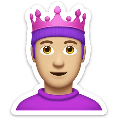white guy with pink/purpish balaclava with crown sticker