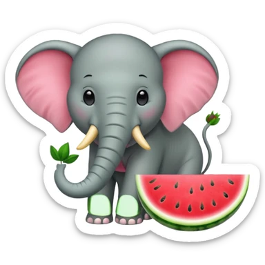 elephant eating watermelon sticker