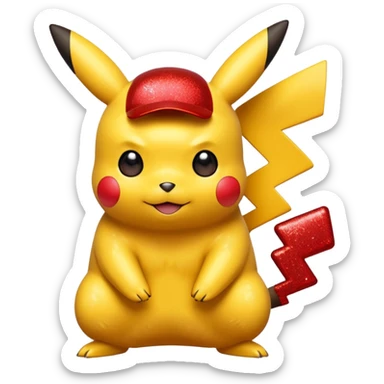 red glitter pikachu sticker
