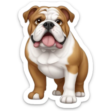 white and brown fat english bulldog sticker