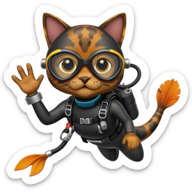 Scuba diving tortie cat sticker