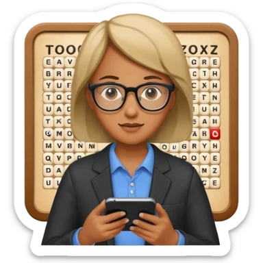 mano con movil y buscador palabras sticker