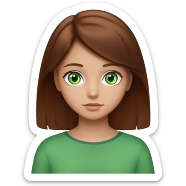 Vull una noia amb els cabells marró per les espatlles i ulls verds sticker