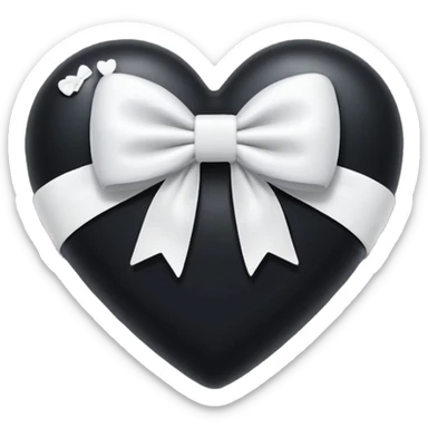 Emoji cuore nero con fiocco difianco bianco  sticker