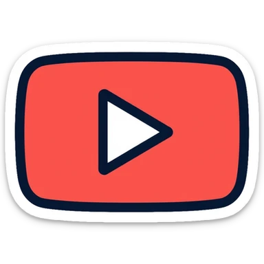 YouTube logo, play button inside rounded rectangle sticker