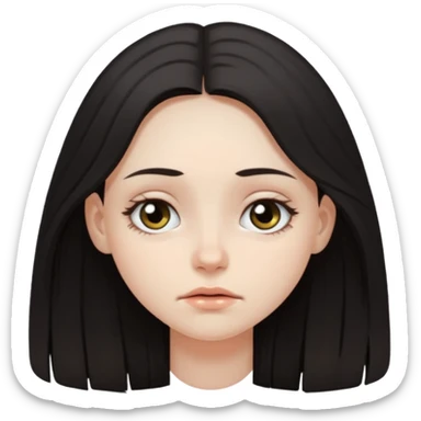 Girl with long dark hair and dark circles under eyes tired  sticker