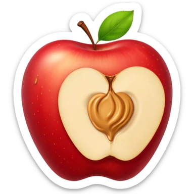 apple with peanutbutter sticker