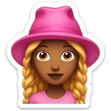 A girl with a pink hat sticker