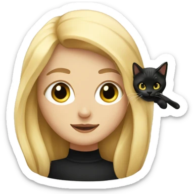 Blonde girl with black cat sticker