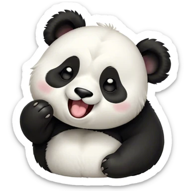 Cinematic Cute Yawning Panda Portrait Emoji, Head tilted slightly with a dramatic, wide-open yawn, showcasing a soft, plush black and white Fur with droopy ears, round eyes barely open in drowsy contentment, Simplified yet irresistibly adorable features, highly detailed, glowing with a soft, cozy glow, high shine, relaxed yet expressive, stylized with a touch of gentle whimsy, bright and endearing, soft glowing outline, capturing the essence of a sleepy yet affectionate panda, so drowsy it feels like it could stretch right out of the screen and curl up for a nap! sticker
