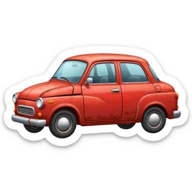 a red crappy car sticker