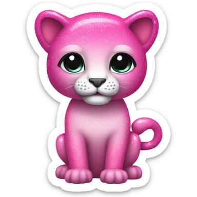 Pink ombre full body panther with glitter  sticker