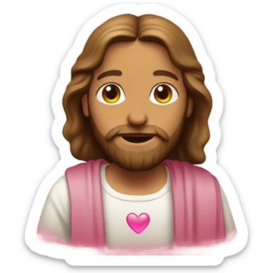 Jesus with pink love heart sticker