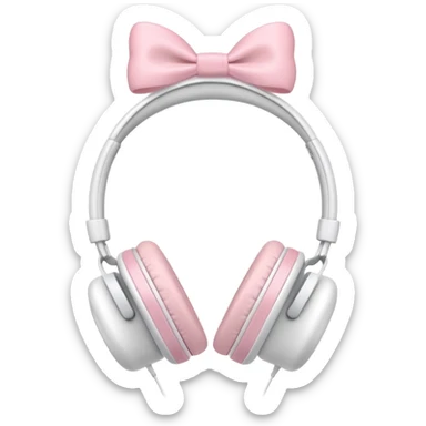 White Headphones With Pastel Pink Bow sticker