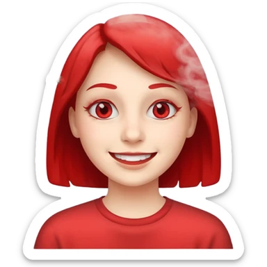 smiling through smoke red squinty eyes sticker