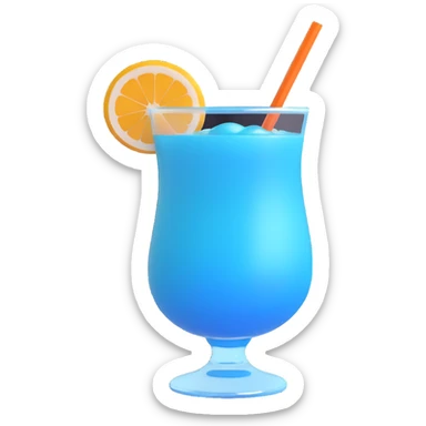 blue curaçao tropical cocktail in a hurricane glass sticker
