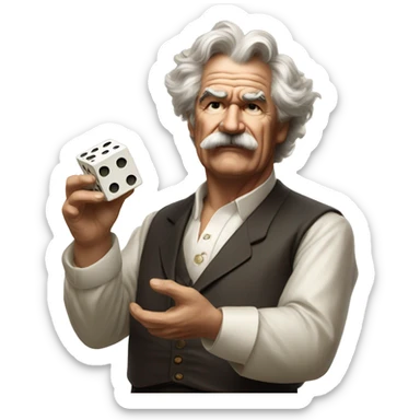 Mark Twain throws up a dice sticker