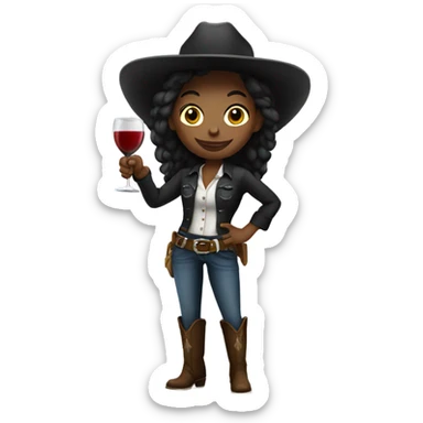 Black cowgirl holding wine sticker