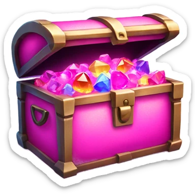 sparkling pink treasure chest filled with neon gems. sticker