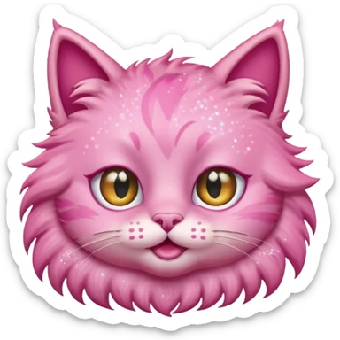 pink cat with glitter winking its right eye sticker