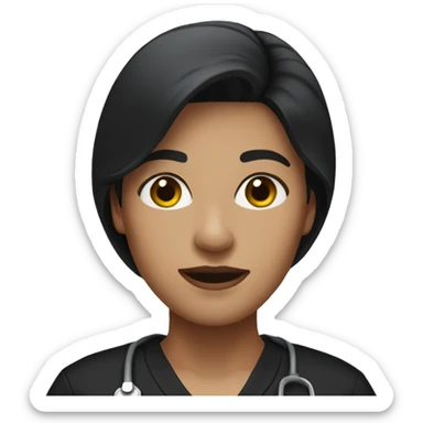 Dark bob hair woman in black scrubs sticker