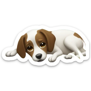 dog and flower in grass with a brunnette girl in bed sticker