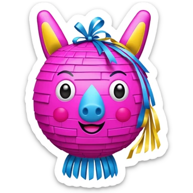 pinata with pink, yellow and blue light coloes sticker