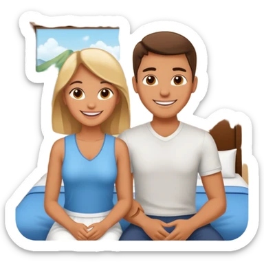 crea una pareja de jovenes disfrutando de un hotel sticker