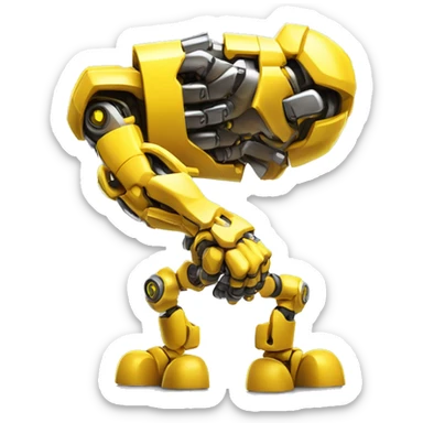 Flexing yellow mechanical cyborg bicep with shocks attached to arm sticker