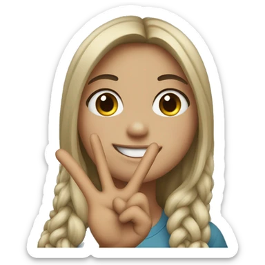 girl smiling with peace sign hand sticker