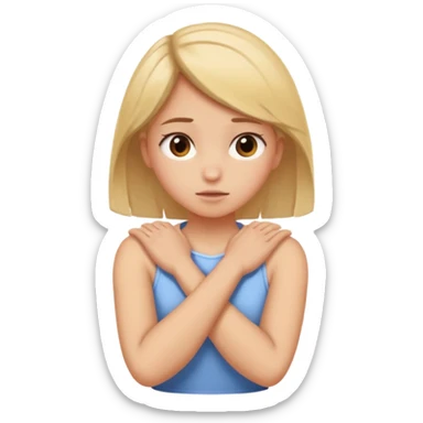 Girl crossing her arms around her neck crashing out sticker