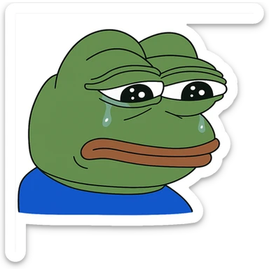 sad Пэпэ meme with teary eyes and a frown sticker