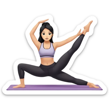 woman with bra, tanned long black hair, pilates, and splits . sticker