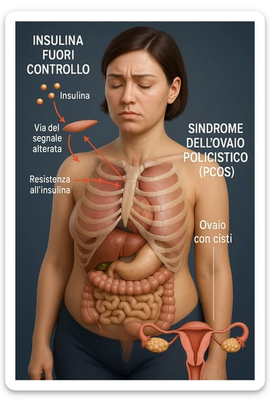 Donna con insulina fuori controllo  in 3D immagine medica donna pcos in italiano sticker