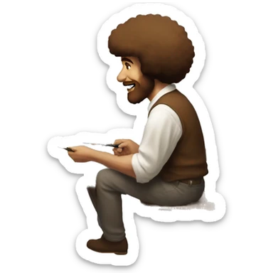 bob ross painting him self painting her self painting him self painting him self sticker