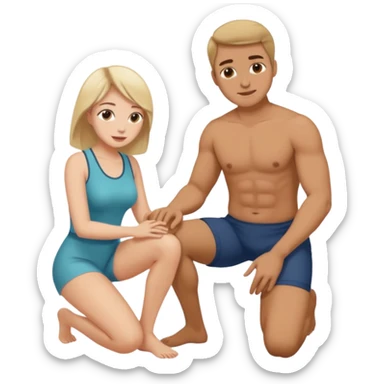 Woman on her knees in front of a man sticker
