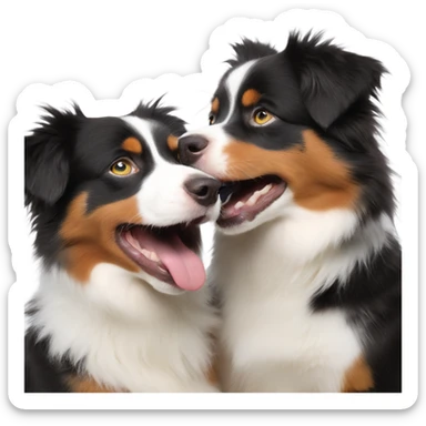 two mini australian shepherds play fighting sticker