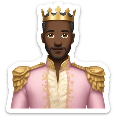 Black prince wearing pastel pink and gold outfit  sticker