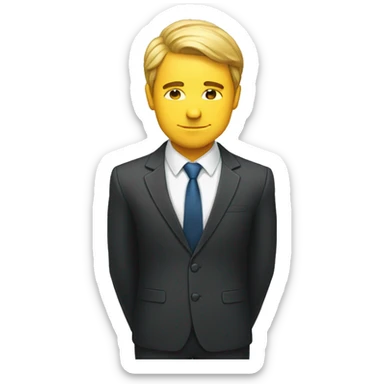 a man in a suit bowing forward sticker