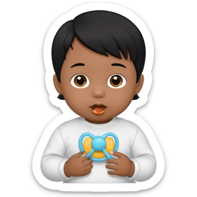 a black hair baby with pacifier sticker
