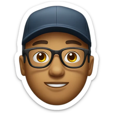 create a mulatto emoji with glasses and a cap sticker