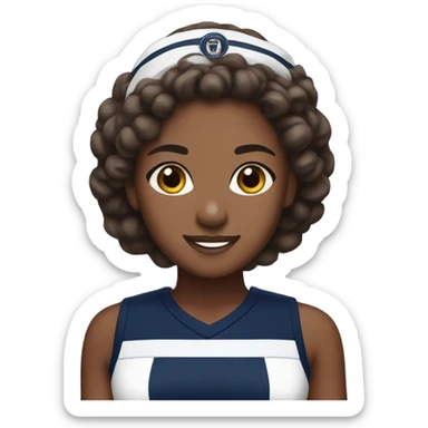 a brown skin cheerleader wearing navy blue and white uniform  sticker