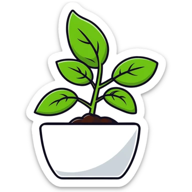Fresh basil plant with green leaves sticker