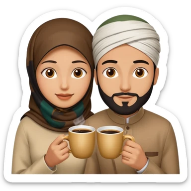 muslim couple beautiful finish drink coffee  sticker