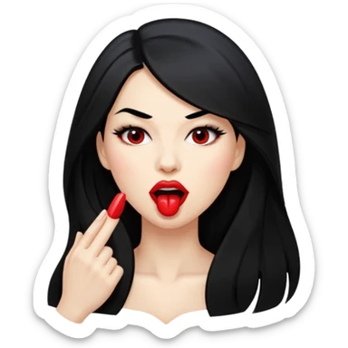 femme longs cheveux noire peau claire qui nargue en tirant la langue sticker