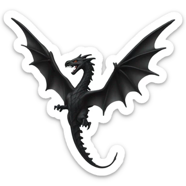 top down view of black wyvern flying resembling the shape of ukrainian tryzub trident sticker