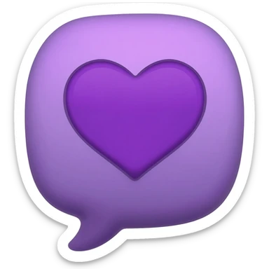 close-up of an iPhone screen with a purple speech bubble emoji containing a purple heart, Apple style, minimal sticker