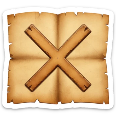 aged parchment map with X mark sticker