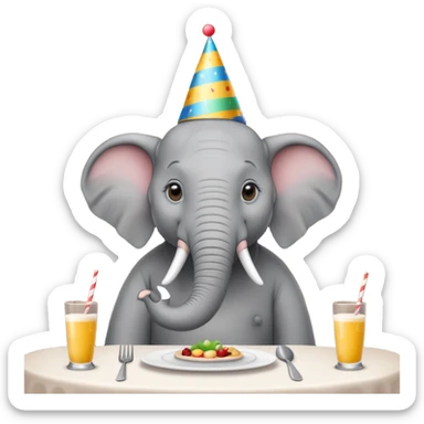 elephant  at a restaurant table sticker