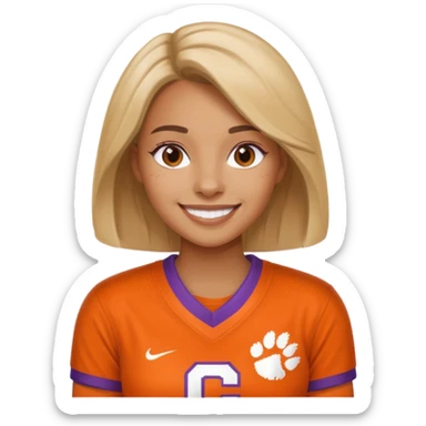 woman wearing a clemson tigers jersey sticker